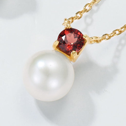 Red Zirconia Pearl Necklace